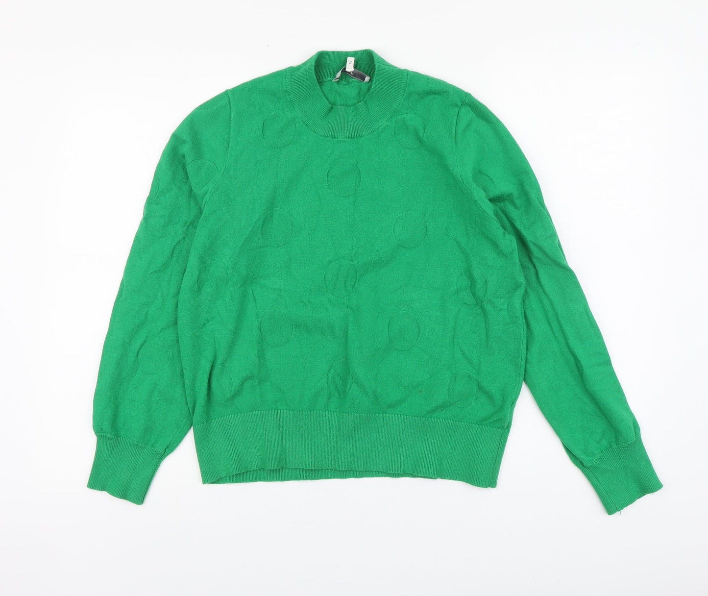 Net Womens Green High Neck Polka Dot Viscose Pullover Jumper Size 12