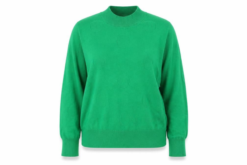Net Womens Green High Neck Polka Dot Viscose Pullover Jumper Size 12