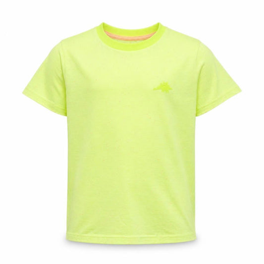 F&F Boys Yellow Cotton Basic T-Shirt Size 5-6 Years Round Neck Pullover - Dinosaur