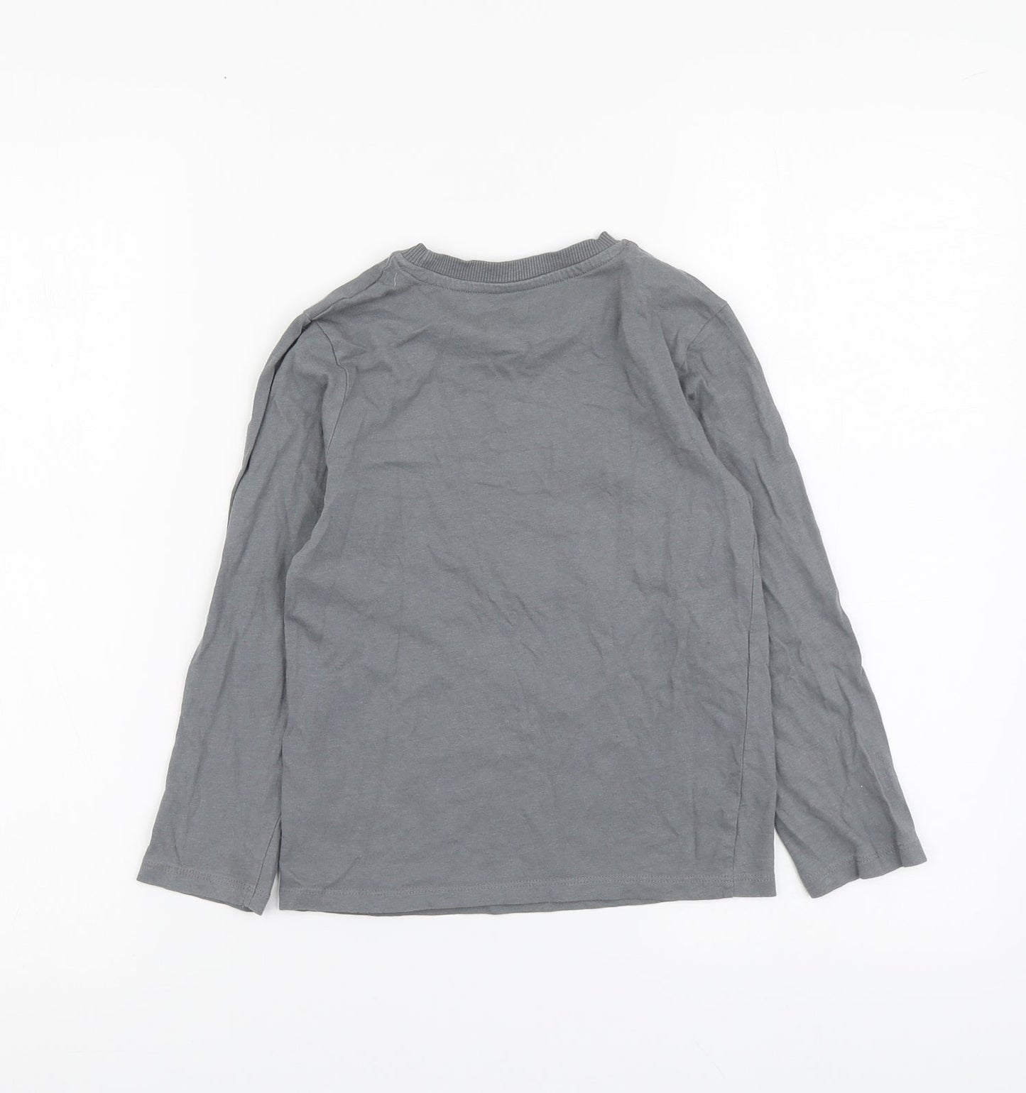By Very Boys Grey Cotton Basic T-Shirt Size 6-7 Years Round Neck Pullover