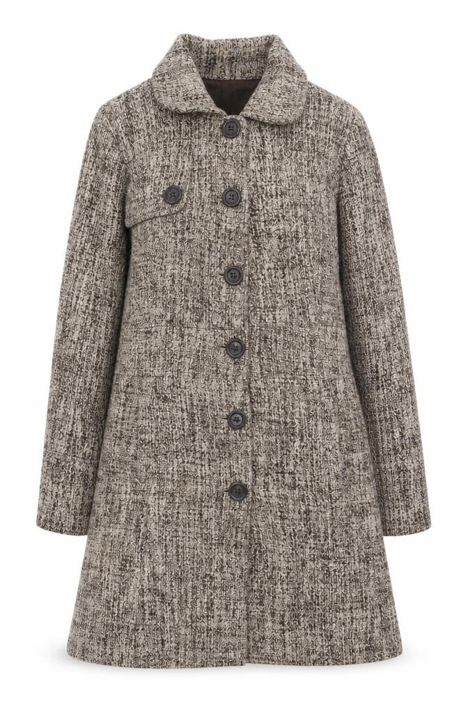 Blu Aqua Womens Brown Pea Coat Coat Size L Button