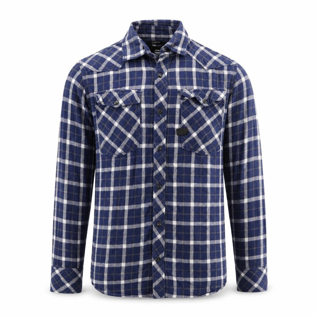 Raw Mens Blue Plaid Cotton Button-Up Size M Collared Button