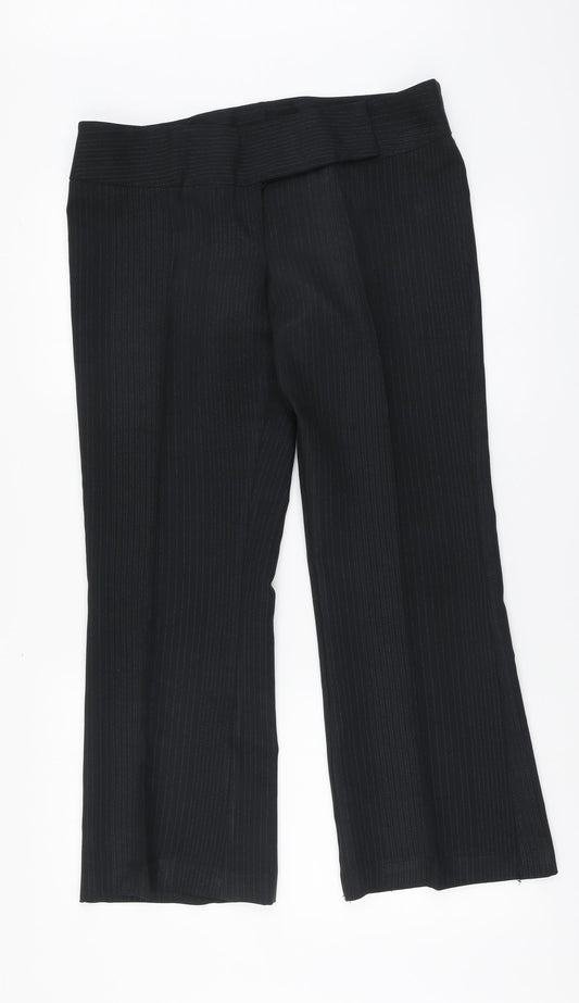 Atmosphere Womens Black Striped Polyester Trousers Size 12 L28 in Regular Button