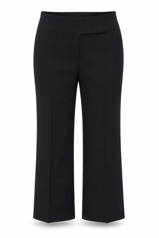 Atmosphere Womens Black Striped Polyester Trousers Size 12 L28 in Regular Button
