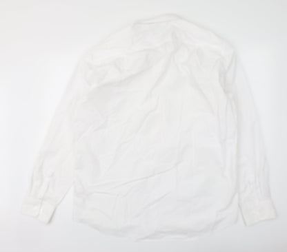 F&F Mens White Polyester Button-Up Size 16 Collared Button