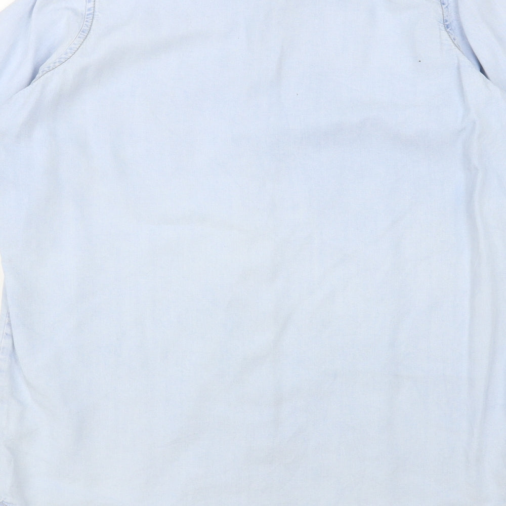Denim Co. Womens Blue Lyocell Basic Button-Up Size 8 Collared