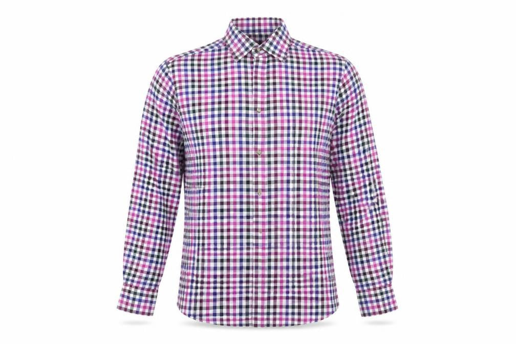 Marks & Spencer Mens Multicoloured Check Cotton Button-Up Size 14.5 Collared Button