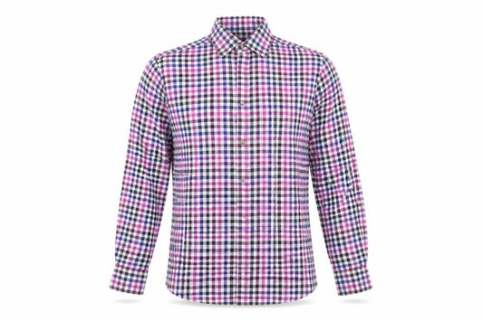 Marks & Spencer Mens Multicoloured Check Cotton Button-Up Size 14.5 Collared Button