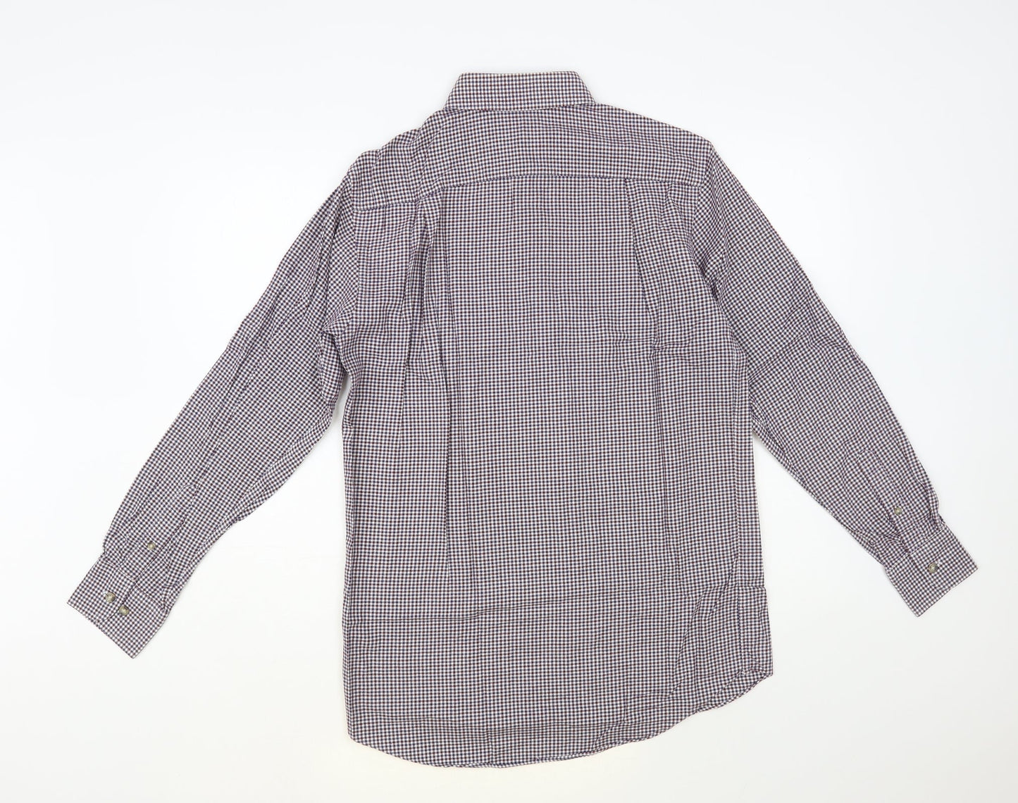 Marks and Spencer Mens Multicoloured Check Cotton Button-Up Size 14.5 Collared Button