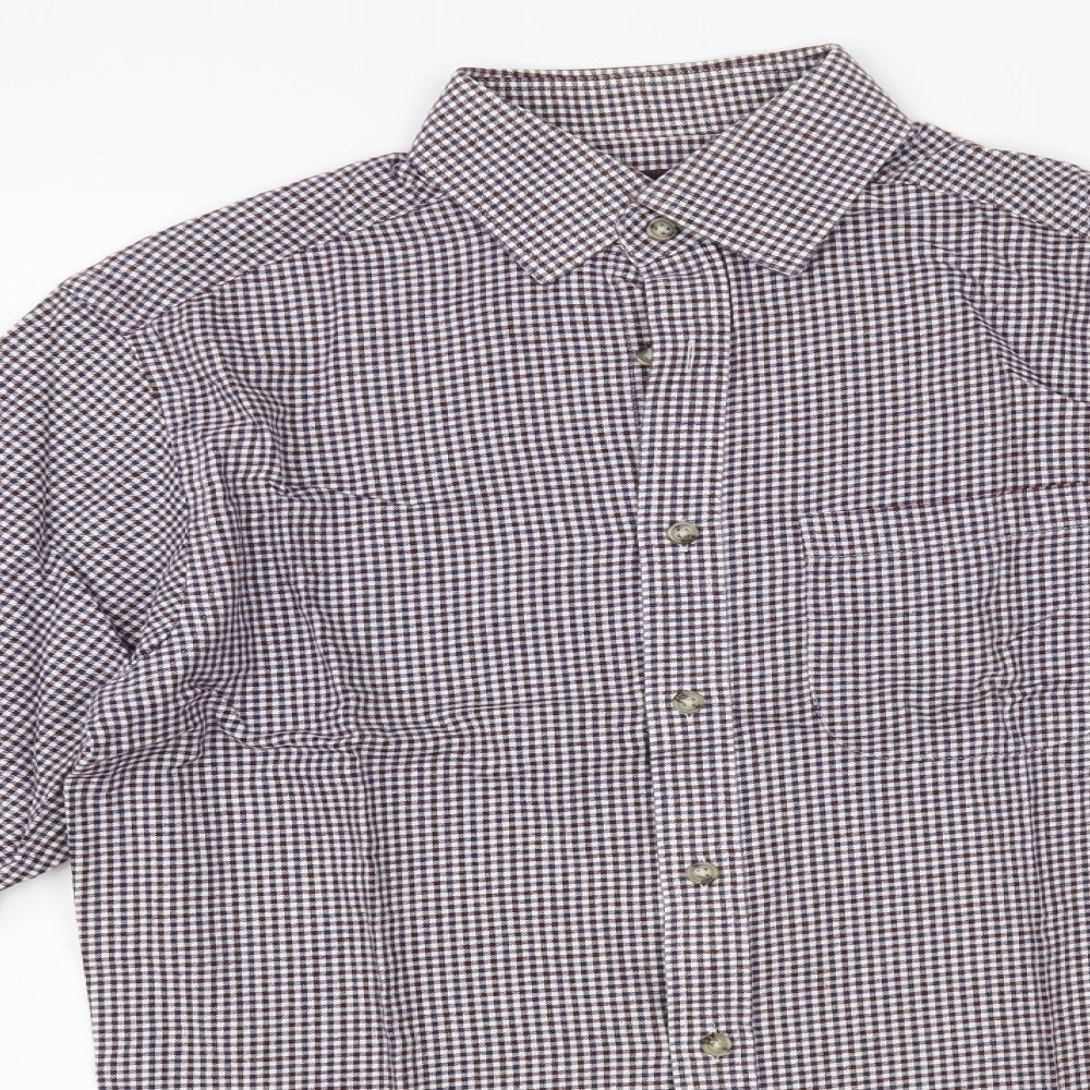 Marks and Spencer Mens Multicoloured Check Cotton Button-Up Size 14.5 Collared Button