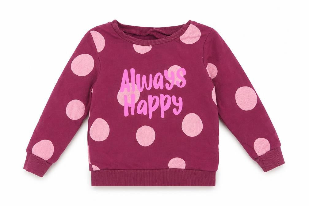 Dunnes Stores Girls Purple Polka Dot Cotton Pullover Sweatshirt Size 2-3 Years Pullover - Always Happy