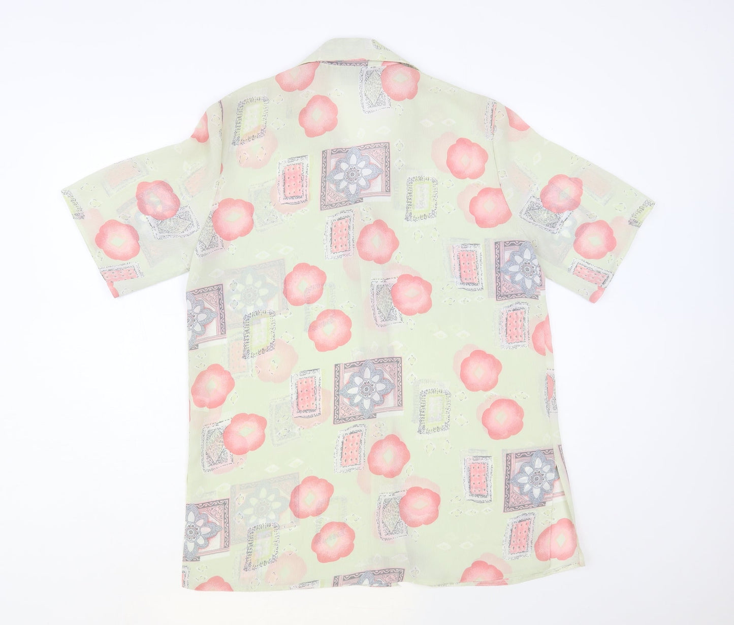 Gypsy Rose Womens Green Floral Polyester Basic Button-Up Size S Collared