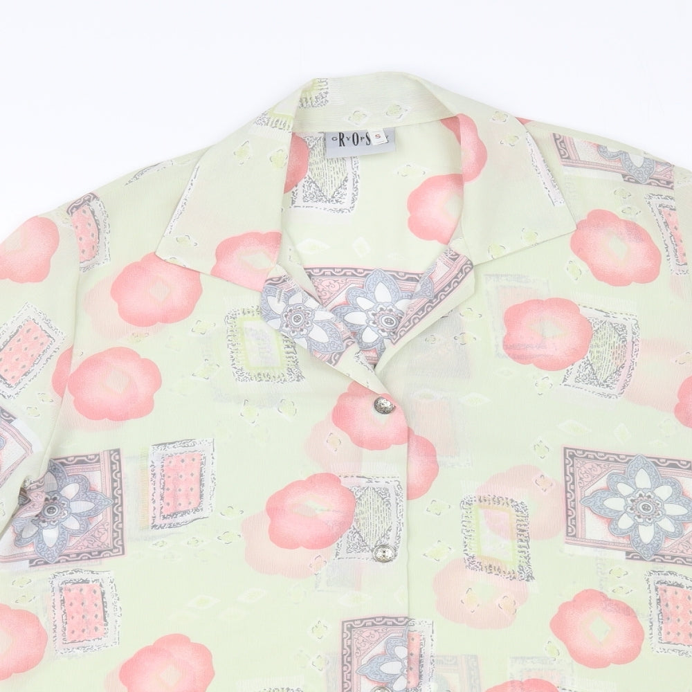 Gypsy Rose Womens Green Floral Polyester Basic Button-Up Size S Collared