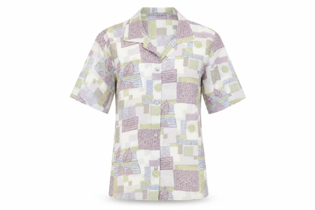 Gypsy Rose Womens White Geometric Polyester Basic Button-Up Size S Collared