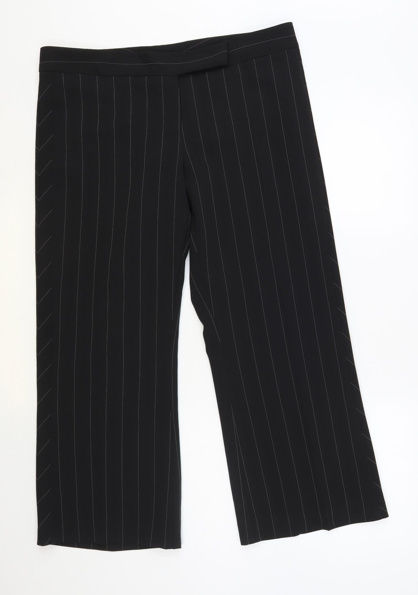 Atmosphere Womens Black Striped Polyester Dress Pants Trousers Size 14 L27 in Regular Hook & Loop