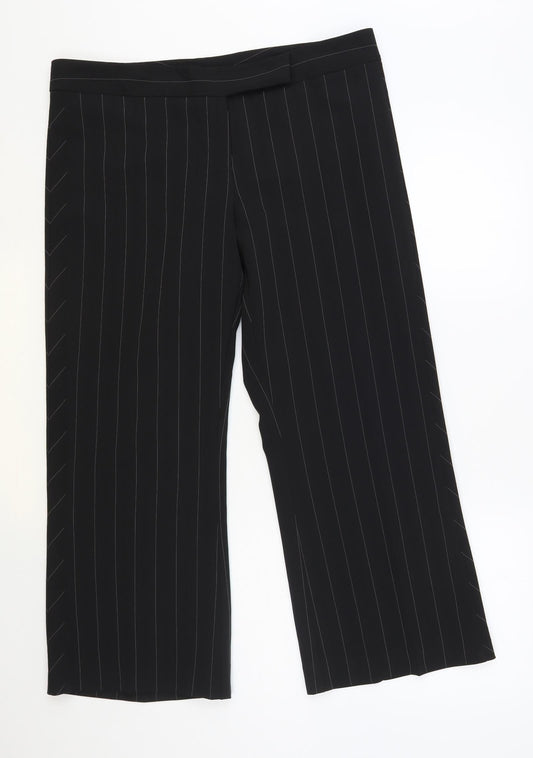 Atmosphere Womens Black Striped Polyester Dress Pants Trousers Size 14 L27 in Regular Hook & Loop
