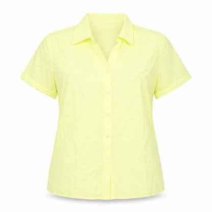 Dunnes Womens Yellow Viscose Basic Button-Up Size 14 Collared