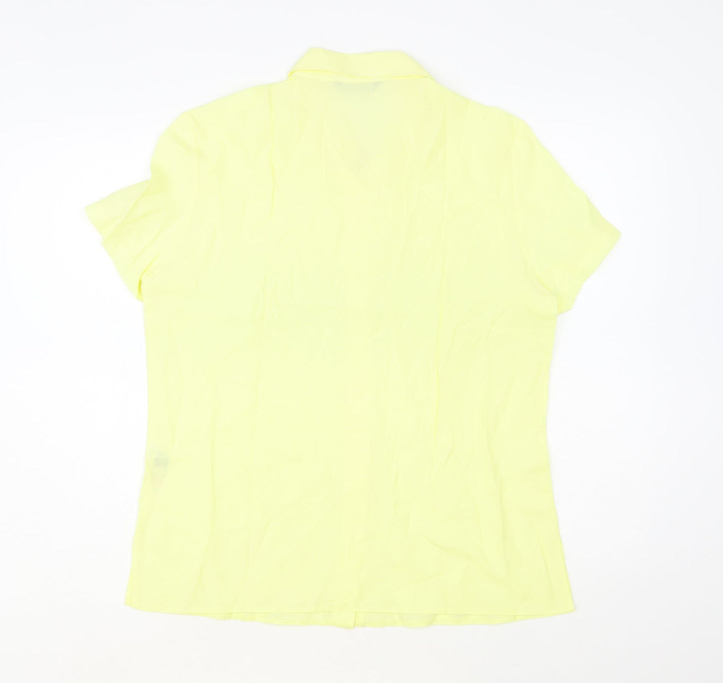 Dunnes Stores Womens Yellow Viscose Basic Button-Up Size 14 Collared