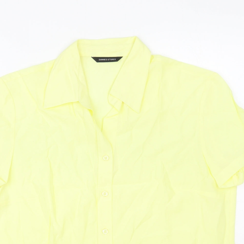 Dunnes Stores Womens Yellow Viscose Basic Button-Up Size 14 Collared
