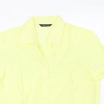 Dunnes Womens Yellow Viscose Basic Button-Up Size 14 Collared