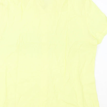 Dunnes Womens Yellow Viscose Basic Button-Up Size 14 Collared