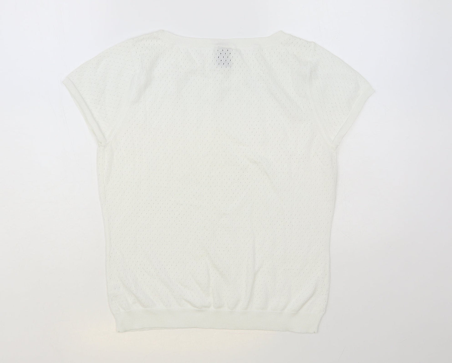 Gap Womens White Boat Neck Cotton Pullover Jumper Size L