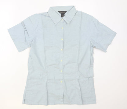 Van Hausen Womens Blue Cotton Basic Button-Up Size M Collared