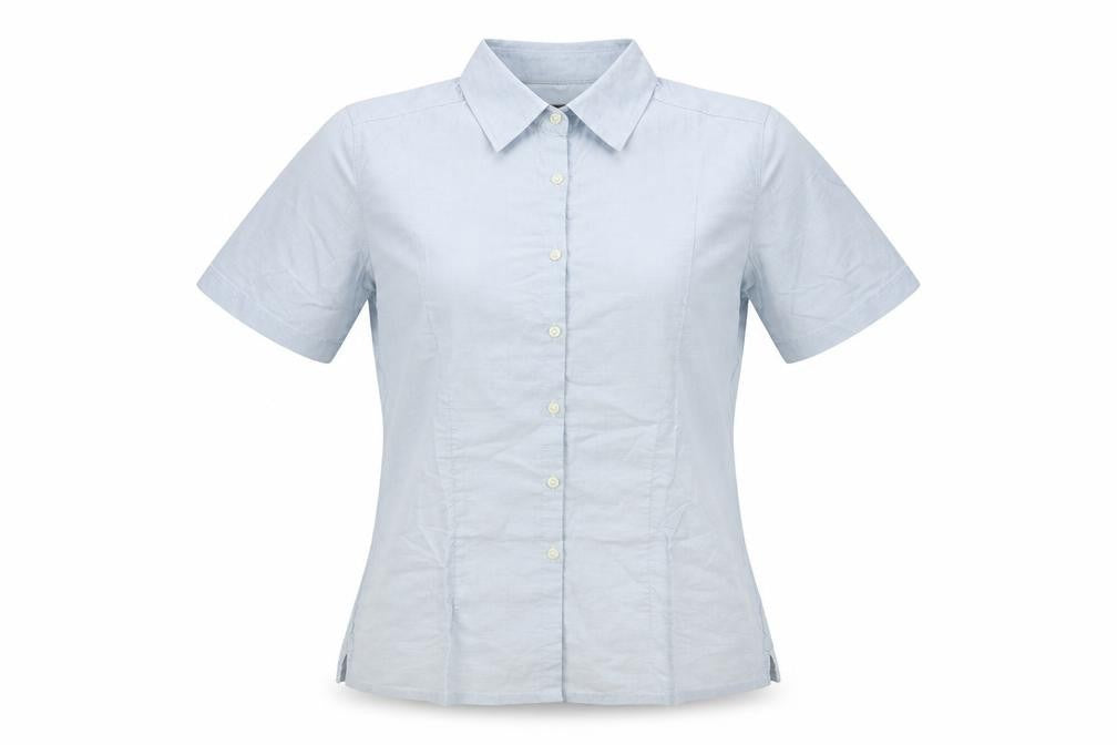 Van Hausen Womens Blue Cotton Basic Button-Up Size M Collared