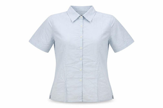 Van Hausen Womens Blue Cotton Basic Button-Up Size M Collared