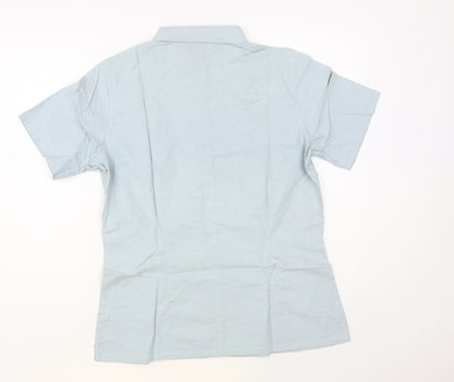 Van Hausen Womens Blue Cotton Basic Button-Up Size M Collared