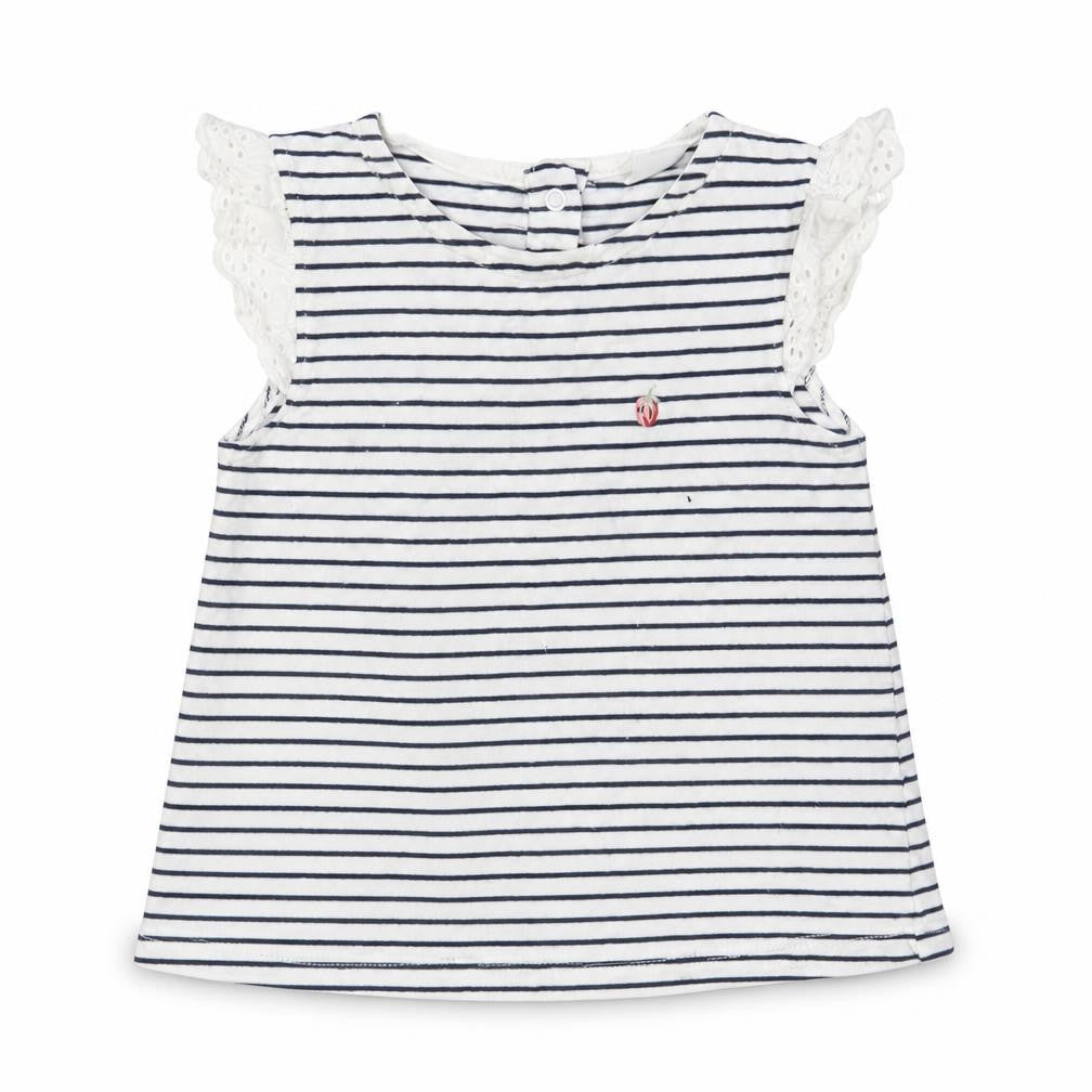 NEXT Baby White Striped Cotton Basic Tank Size 9-12 Months Round Neck Snap