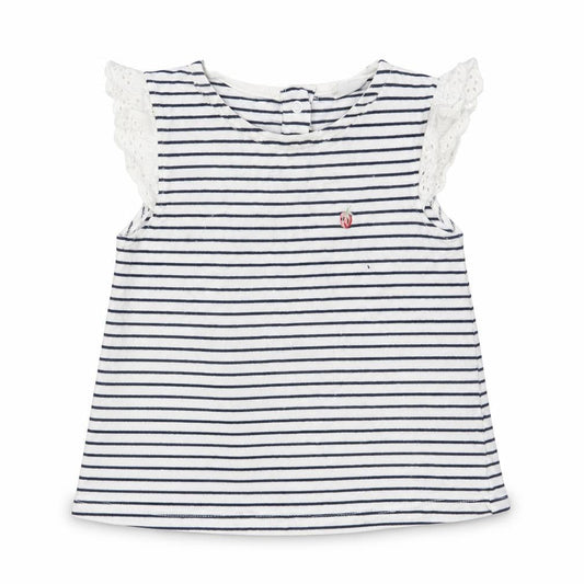 Next Baby White Striped Cotton Basic Tank Size 9-12 Months Round Neck Snap
