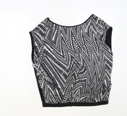 Shop 1 One Womens Black Geometric Polyester Basic Blouse Size L Boat Neck
