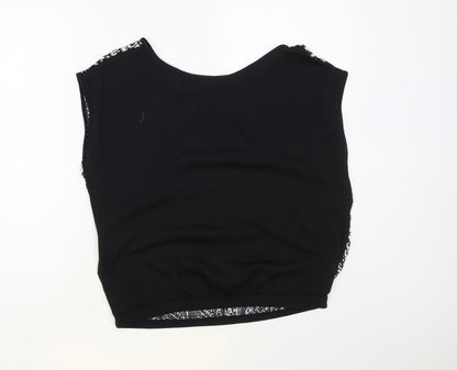 Shop 1 One Womens Black Geometric Polyester Basic Blouse Size L Boat Neck