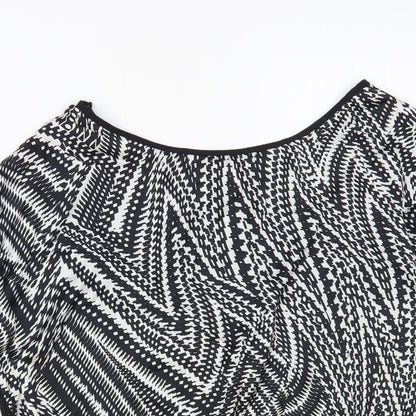 Shop 1 One Womens Black Geometric Polyester Basic Blouse Size L Boat Neck