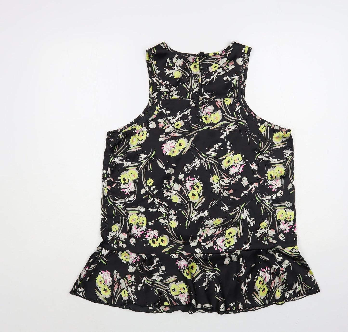 NEXT Womens Black Floral Polyester Basic Blouse Size 14 Round Neck
