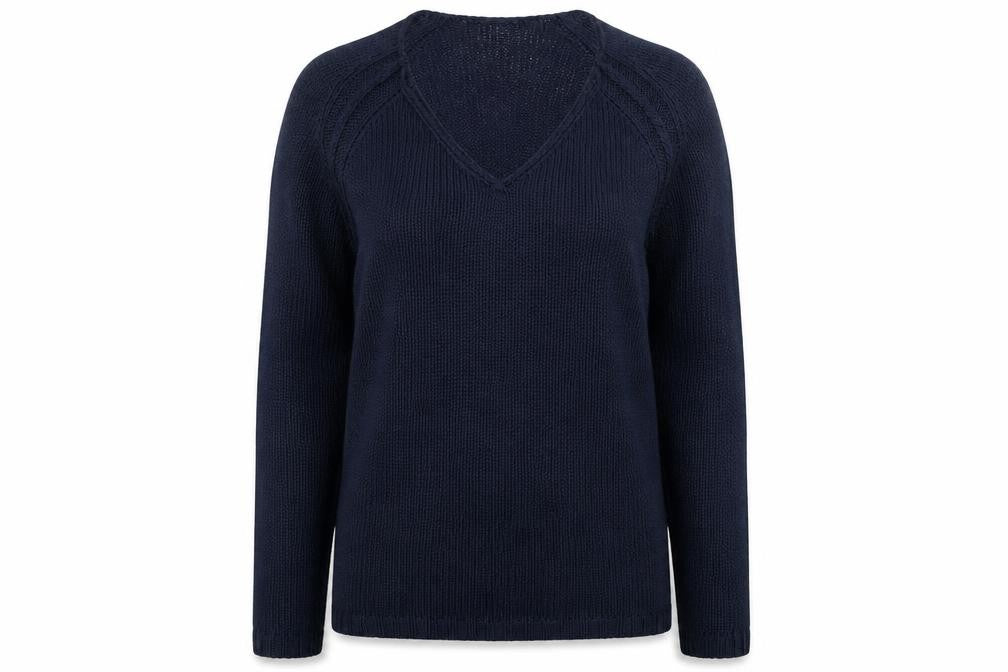 Avenue Womens Blue V-Neck Acrylic Pullover Jumper Size M