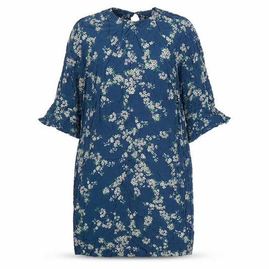 H&M Womens Blue Floral Viscose T-Shirt Dress Size 10 Round Neck Button