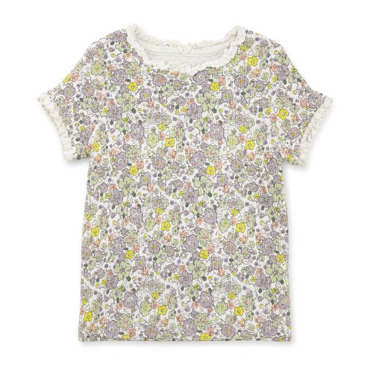 George Girls Multicoloured Floral Cotton Basic T-Shirt Size 2-3 Years Round Neck Pullover