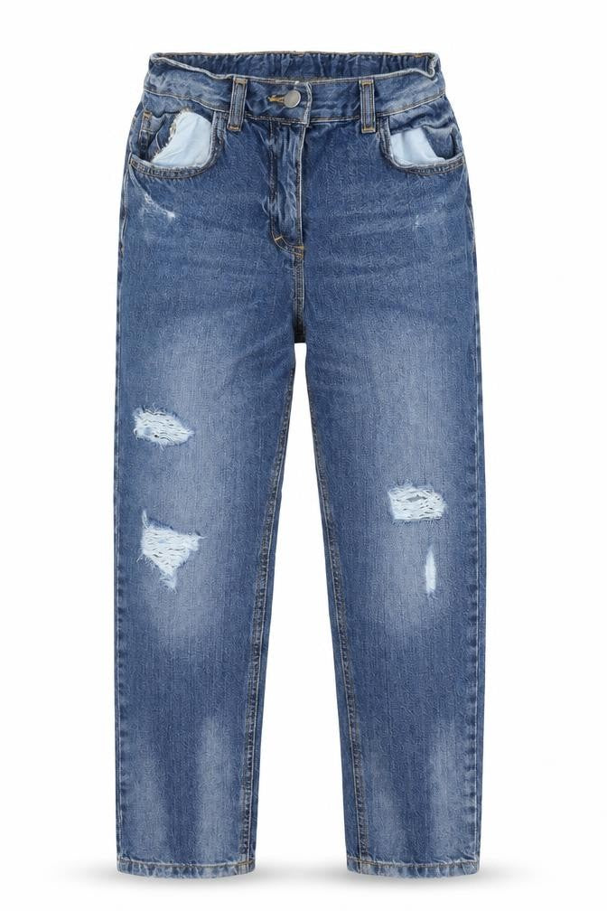 NEXT Girls Blue Cotton Straight Jeans Size 9 Months Regular Button
