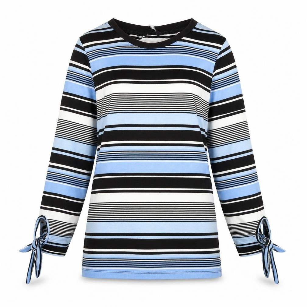 Preworn Womens Blue Striped Polyester Pullover Sweatshirt Size 12