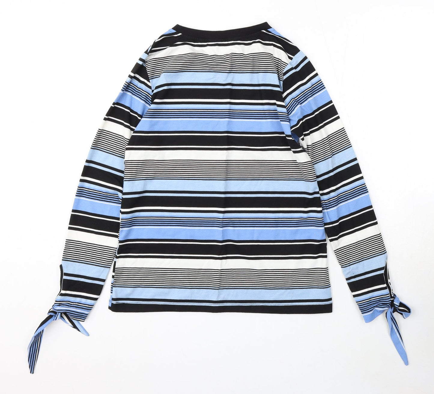 Preworn Womens Blue Striped Polyester Pullover Sweatshirt Size 12