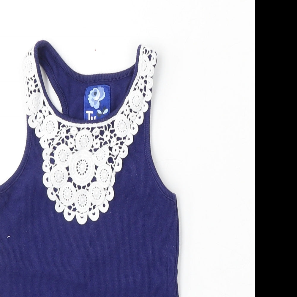 TU Girls Blue Cotton Basic Tank Size 5 Years Round Neck
