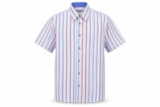 Daniel Graham Mens Multicoloured Striped Polyester Button-Up Size M Collared Button