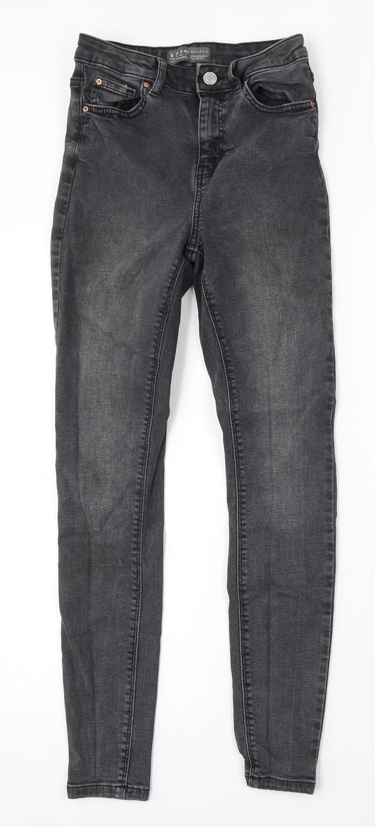 Denim & Co. Womens Grey Cotton Skinny Jeans Size 8 L28 in Regular Button