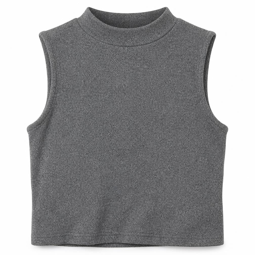 H&M Womens Grey Polyester Cropped Tank Size M High Neck