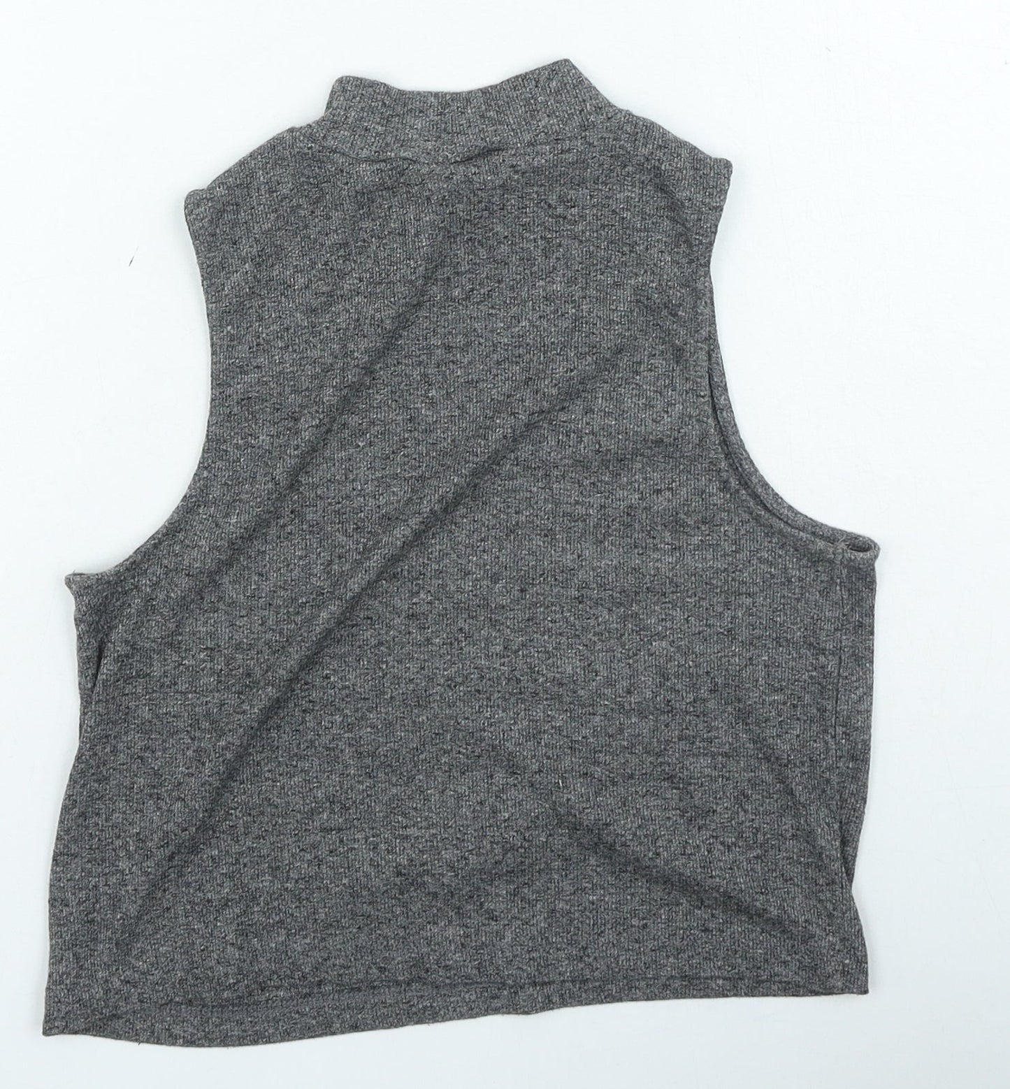 H&M Womens Grey Polyester Cropped Tank Size M High Neck