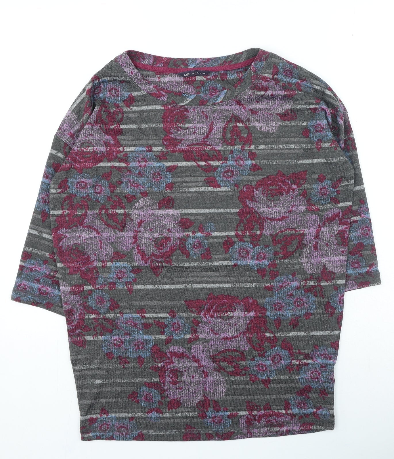 Marks and Spencer Womens Multicoloured Round Neck Floral Polyester Pullover Jumper Size 8
