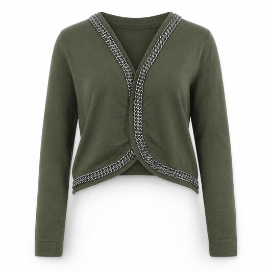 H&M Womens Green Round Neck Viscose Cardigan Jumper Size 2