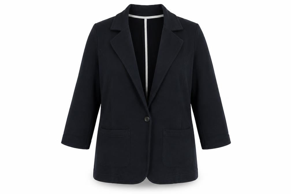 Denim & Co. Womens Blue Cotton Jacket Blazer Size 10